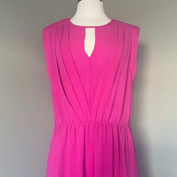 REBECCA TAYLOR Crepe Fuchsia Casual Fuchsia Hot Pink Cocktail Dress 12 XL - Picture 8 of 11